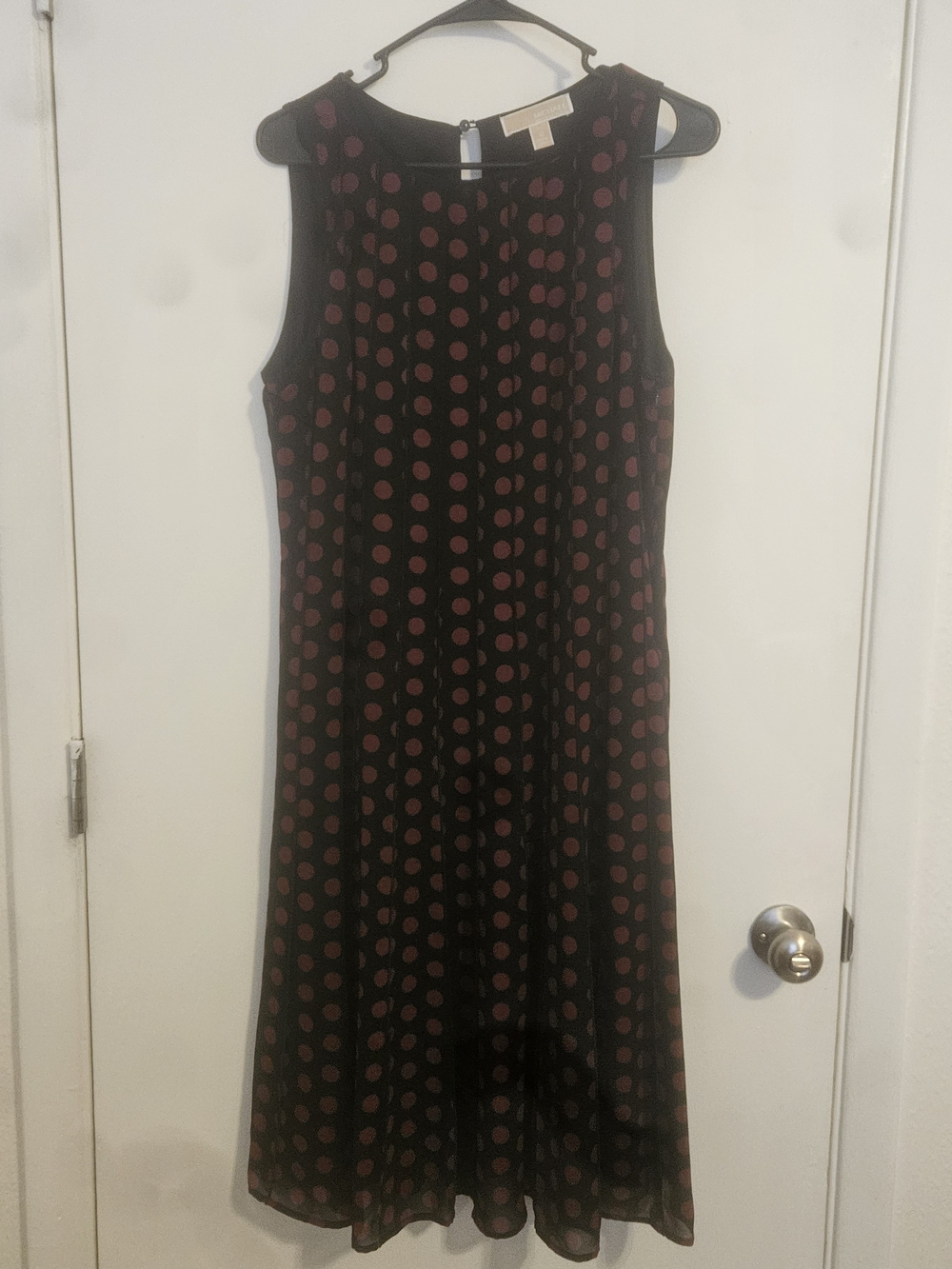 Michael Kors Black Dress with Burgundy Polka Dots